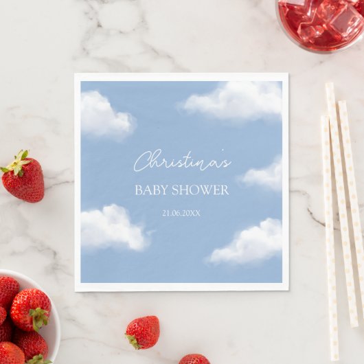 Serviette En Papier Cloud 9 Baby shower bleu Personnalisé (En situation)
