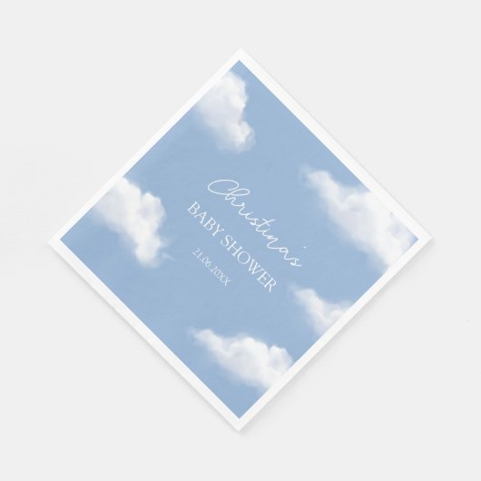 Serviette En Papier Cloud 9 Baby shower bleu Personnalisé (Coin)