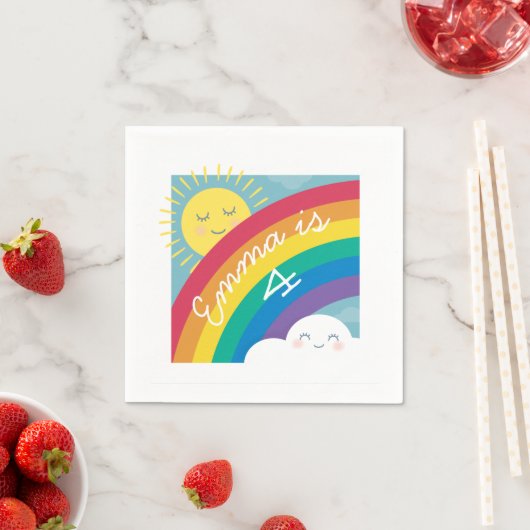 Serviette En Papier Cloud arc-en-ciel et serviettes d'anniversaire Sun (En situation)
