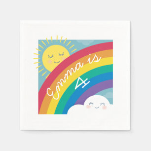 Serviette En Papier Cloud arc-en-ciel et serviettes d'anniversaire Sun