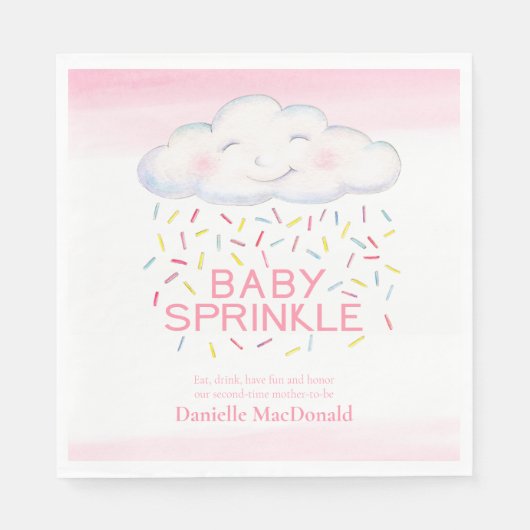 Serviette En Papier Cloud bonbon bébé saupoudrer d'aquarelle rose (Devant)