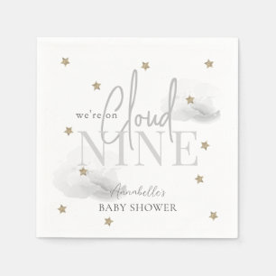 Serviette En Papier Cloud gris 9 étoiles d'or Baby shower d'aquarelle