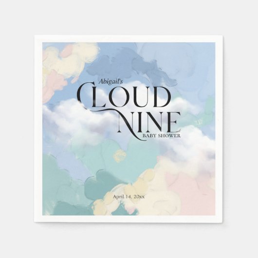 Serviette En Papier Cloud Neuf Élégant Baby shower Pastel (Devant)