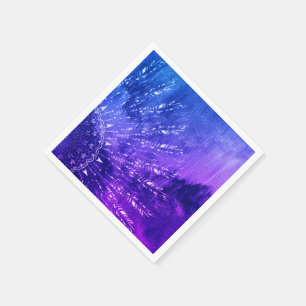 Serviette En Papier Clouds Mandala bleu violet Boho Bohemian