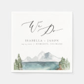 Serviette En Papier CLOVER Boho Rustic Mountain Lake Mariage (Devant)