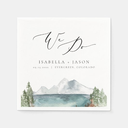 Serviette En Papier CLOVER Boho Rustic Mountain Lake Mariage (Devant)