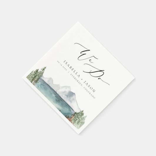 Serviette En Papier CLOVER Boho Rustic Mountain Lake Mariage (Coin)
