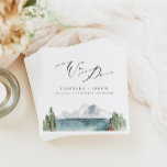 Serviette En Papier CLOVER Boho Rustic Mountain Lake Mariage<br><div class="desc">Cette serviette mariage est ornée d'une aquarelle bohème,  d'une peinture sur lac de montagne et d'une élégante police calligraphique. C'est la serviette parfaite pour n'importe quelle saison.</div>
