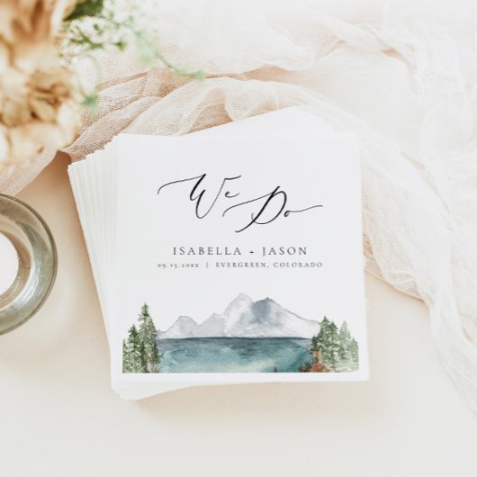 Serviette En Papier CLOVER Boho Rustic Mountain Lake Mariage
