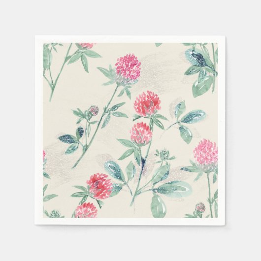 Serviette En Papier Clover, shamrock sur beige. (Devant)