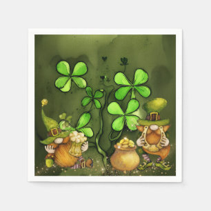 Serviette En Papier Clovers Whimsical et Gnomes de Leprechaun irlandai