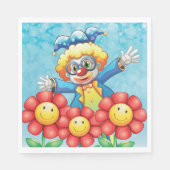 Serviette En Papier Clown Avec Fleurs (Devant)