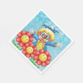 Serviette En Papier Clown Avec Fleurs (Coin)