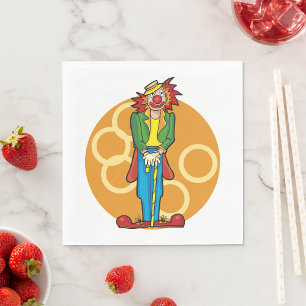 Serviette En Papier Clown de dessin Whimsical aux couleurs vives