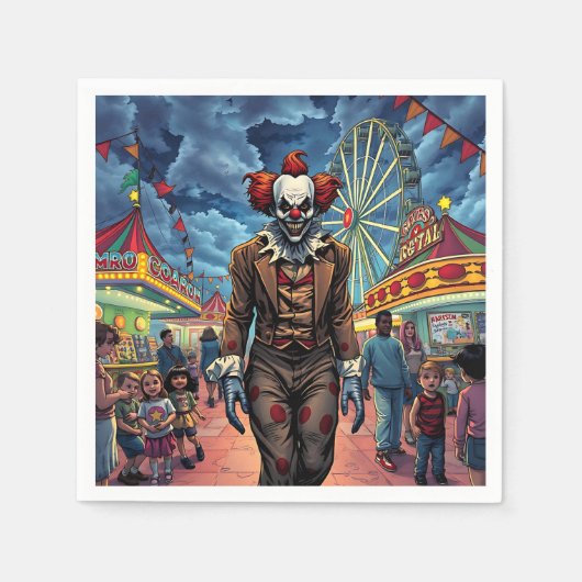 Serviette En Papier Clown éffrayant au style comique du Carnaval (Devant)
