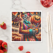 Serviette En Papier Clown effrayant avec Jack O' Lantern Halloween (En situation)