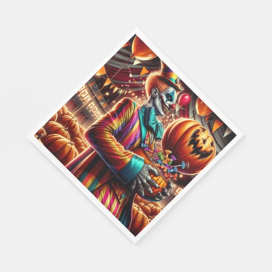 Serviette En Papier Clown effrayant avec Jack O' Lantern Halloween (Coin)