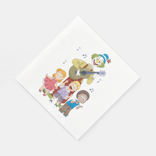 Serviette En Papier Clown Jouant La Guitare (Coin)