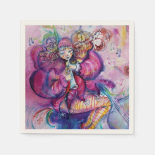 SERVIETTE EN PAPIER CLOWN MUSICAL ROSE