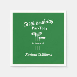 Serviette En Papier Clubs de golf Par Tee Vert Blanc Hommes 50e Annive