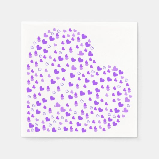 Serviette En Papier Cluster de coeur pourpre (Devant)