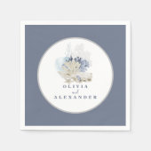 Serviette En Papier Coastal Beach bleu coquillage mariage (Devant)