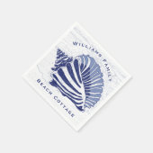 Serviette En Papier Coastal Blue Conch Seashell Nom de famille (Coin)