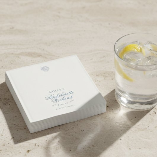 Serviette En Papier Coastal Blue Seashell Bachelorette