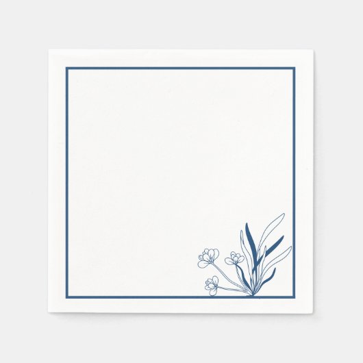 Serviette En Papier Coastal Botanical | Soft Blue (Devant)