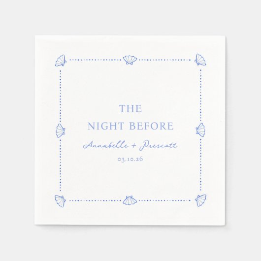 Serviette En Papier Coastal Chic Blue Personalized Rehearsal Dinner (Devant)