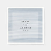 Serviette En Papier Coastal Chic Muted Blue Mariage élégant (Devant)