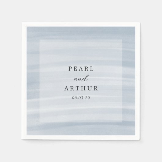 Serviette En Papier Coastal Chic Muted Blue Mariage élégant (Devant)