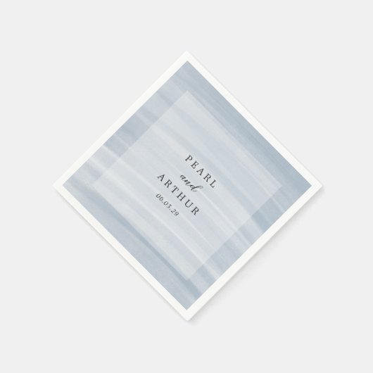 Serviette En Papier Coastal Chic Muted Blue Mariage élégant (Coin)