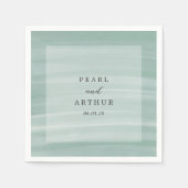 Serviette En Papier Coastal Chic Muted Green Mariage élégant (Devant)