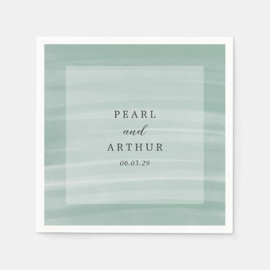 Serviette En Papier Coastal Chic Muted Green Mariage élégant (Devant)