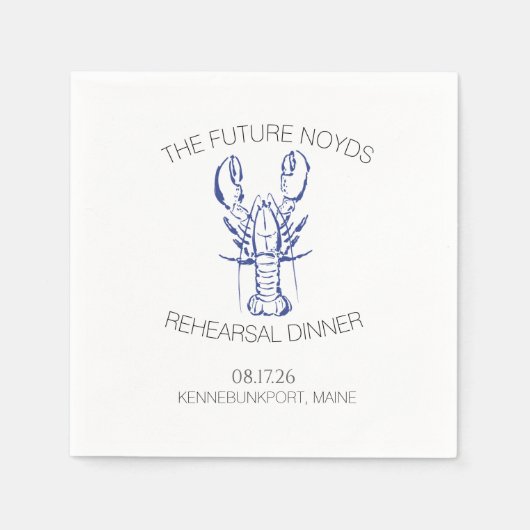 Serviette En Papier Coastal Lobster Wedding Rehearsal Dinner Sticker (Devant)