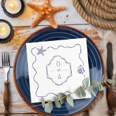 Serviette En Papier Coastal Main Drawn Seashell Crest Plage Mariage