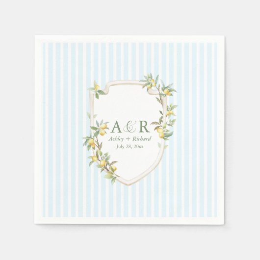 Serviette En Papier Coastal Mediterranean Lemon Crest Wedding (Devant)