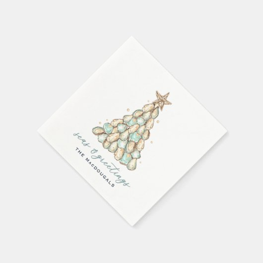 Serviette En Papier Coastal Oyster Shell Christmas (Coin)
