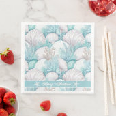 Serviette En Papier Coastal Seashell & Coral Motif#3 ID1009 (En situation)