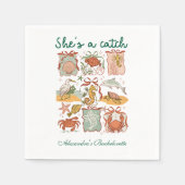 Serviette En Papier Coastal Stamps & Bows Shes a Catch Celebration (Devant)