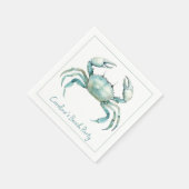 Serviette En Papier Coastal Watercolor Crab Personalized (Coin)