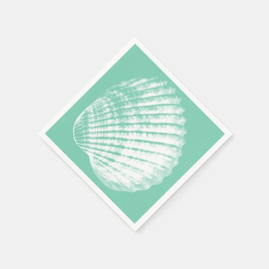 Serviette En Papier Coastère Blanc Coquillage & Vert Mer (Coin)