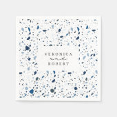 Serviette En Papier Cobalt Pierre bleu Terrazzo Mariage (Devant)
