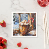 Serviette En Papier Coca chaud de Noël avec Marshmallows rôtis (En situation)