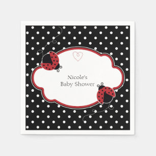 Serviette En Papier Coccinelle Fête Noir Blanc & Rouge à pois