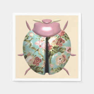 Serviette En Papier Coccinelle florale victorienne chintz rose bleu 