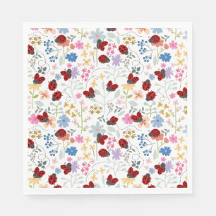 Serviette En Papier Coccinelles Mignonnes Fleurs Sauvages Floral Fanta