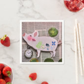 Serviette en papier cochon (En situation)
