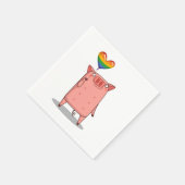 Serviette En Papier Cochon Avec Ballon Arc-En-Ciel (Coin)